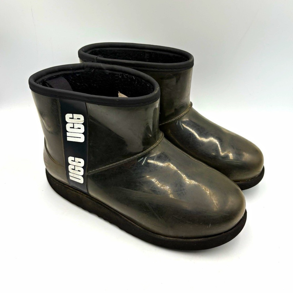 UGG Sienna Waterproof Black Rubber Ankle Rain Boots Womens 5 1112386K